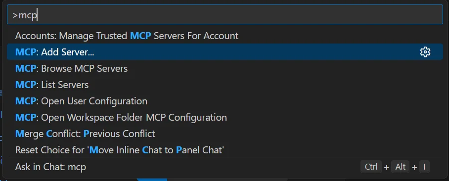 MCP Server Add Screen